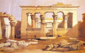 Ancient Egyptian civilization ruins with figures